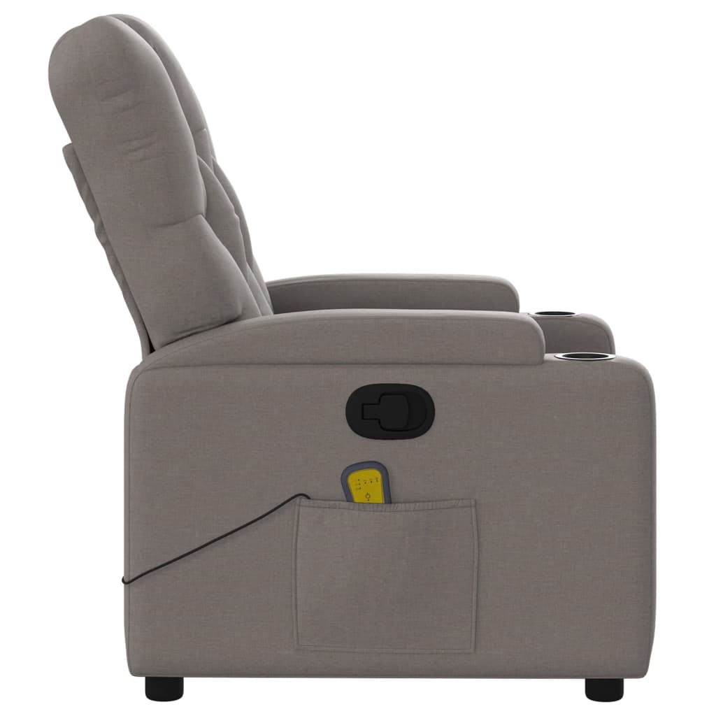 Masážní Polohovací Křeslo Textil Taupe