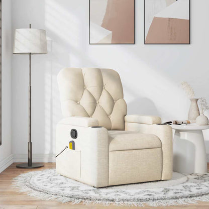Polohovací Křeslo Krémové Textil Krémová