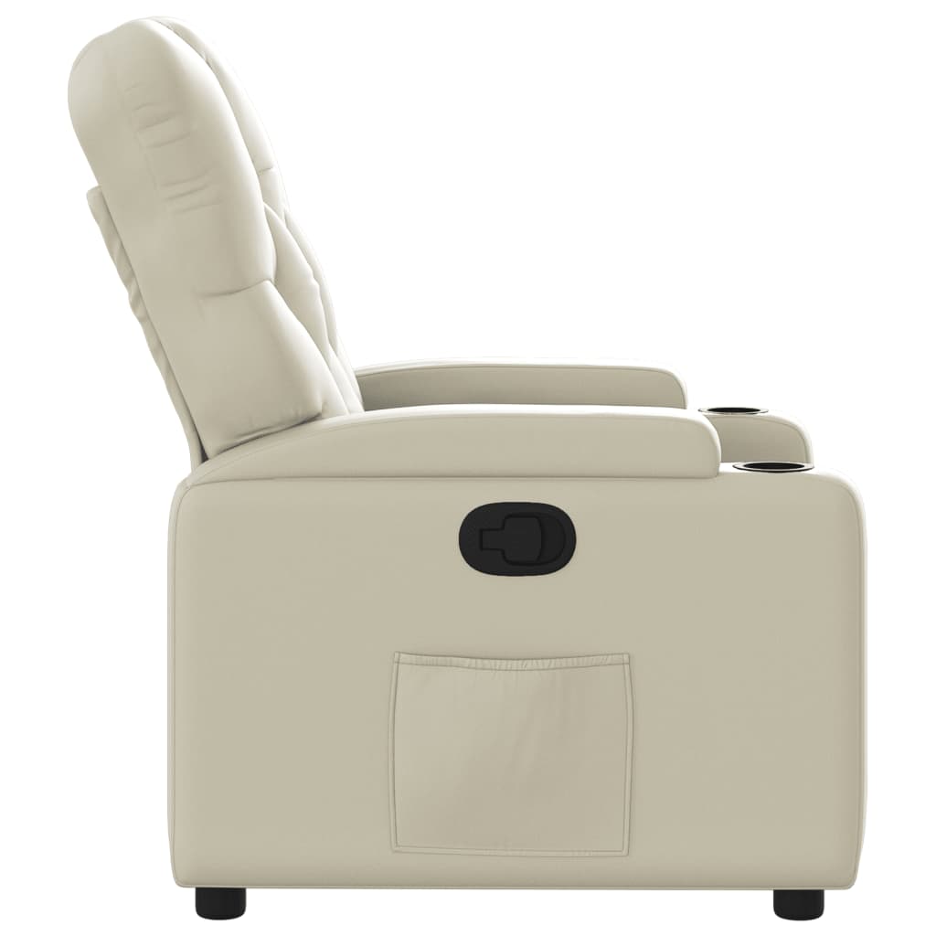 Polohovací Křeslo Krémové Umělá Kůže Krémová