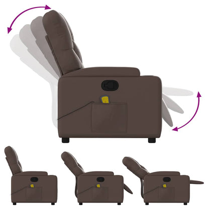 Masážní Polohovací Křeslo Hnědé Umělá Kůže Hnědá