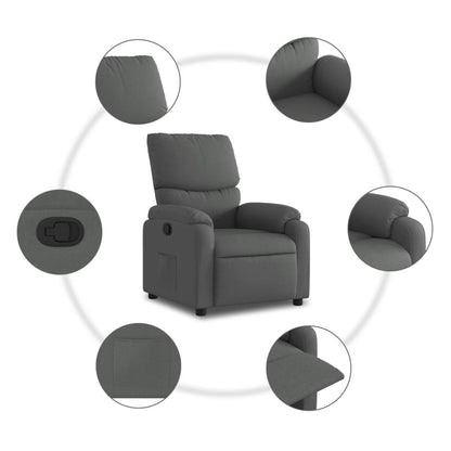 Polohovací Křeslo Tmavě Šedé Textil Tmavě Šedá