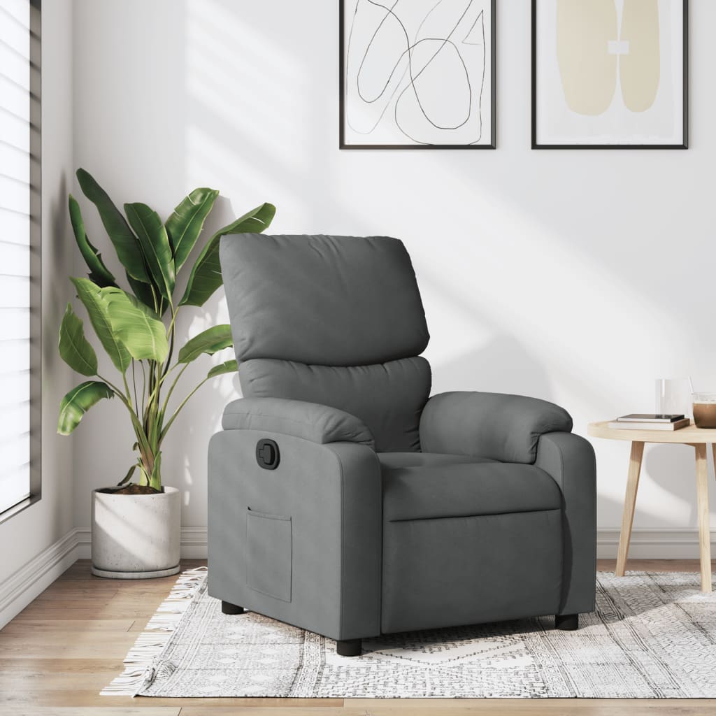 Polohovací Křeslo Tmavě Šedé Textil Tmavě Šedá