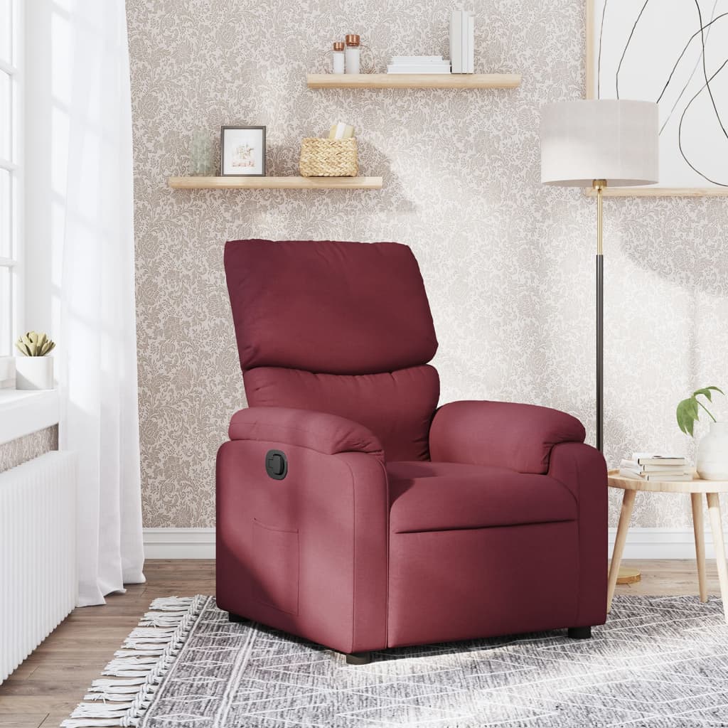 Polohovací Křeslo Vínové Textil Vínová Červená