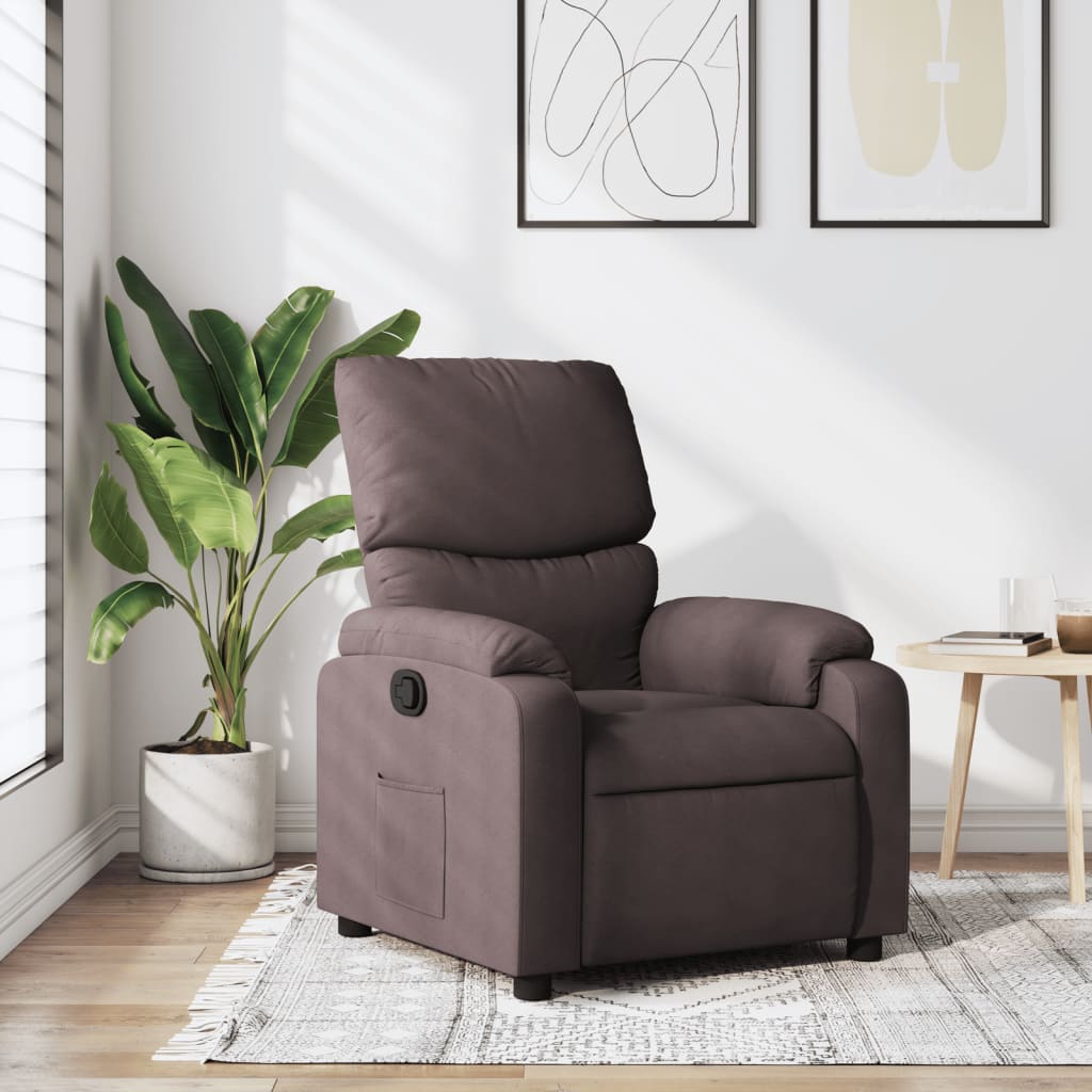 Elektrické Masážní Polohovací Křeslo Tmavě Hnědé Textil Tmavě Hnědá