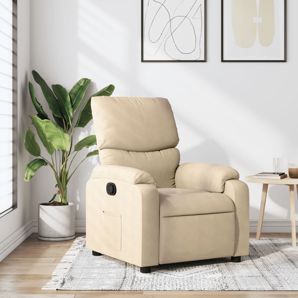 Masážní Polohovací Křeslo Krémové Textil Krémová