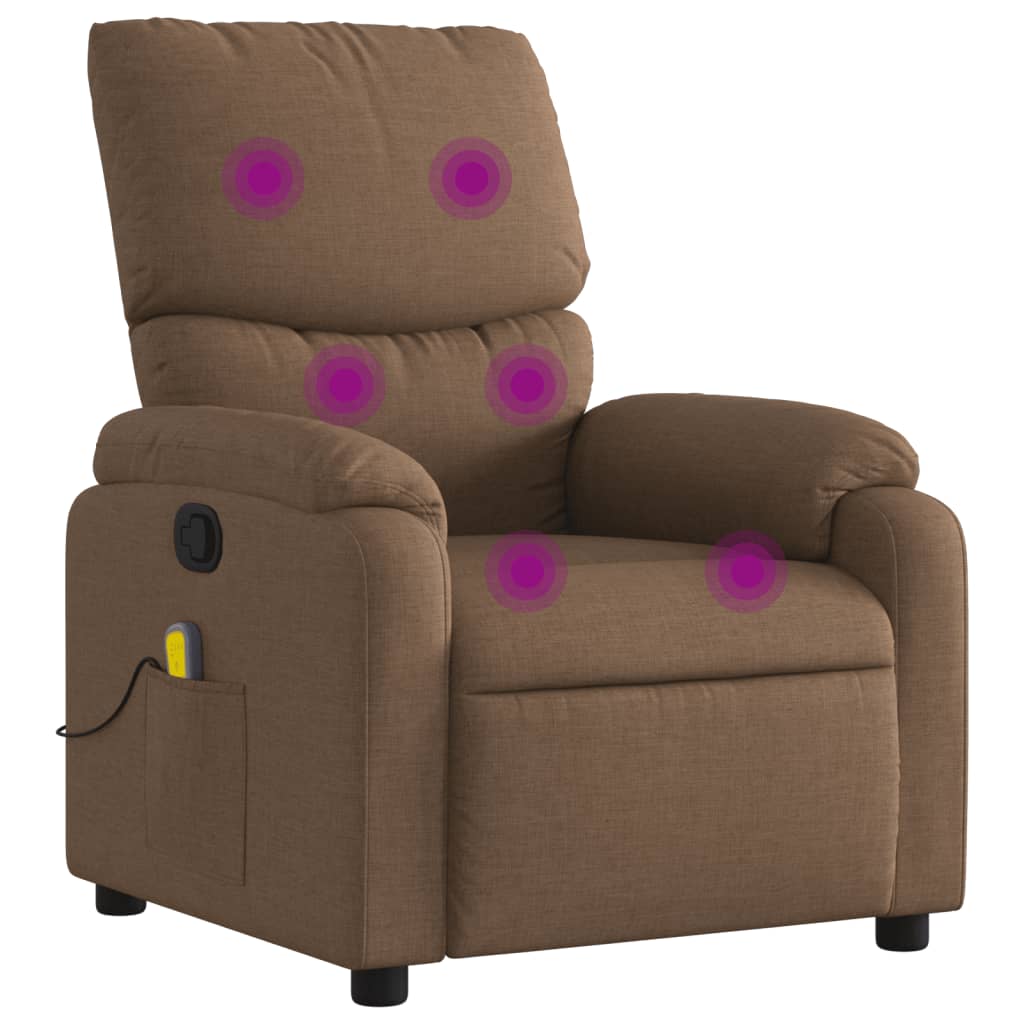 Masážní Polohovací Křeslo Hnědé Textil Hnědá