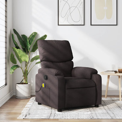 Elektrické Masážní Polohovací Křeslo Tmavě Hnědé Textil Tmavě Hnědá