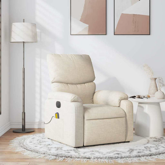 Masážní Polohovací Křeslo Krémové Textil Krémová