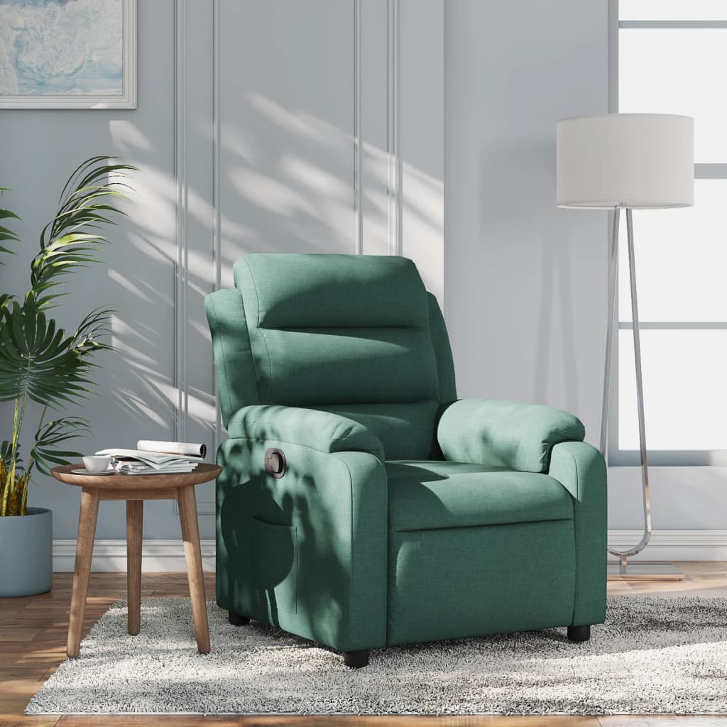 Elektrické Polohovací Křeslo Tmavě Zelené Textil Tmavě Zelená