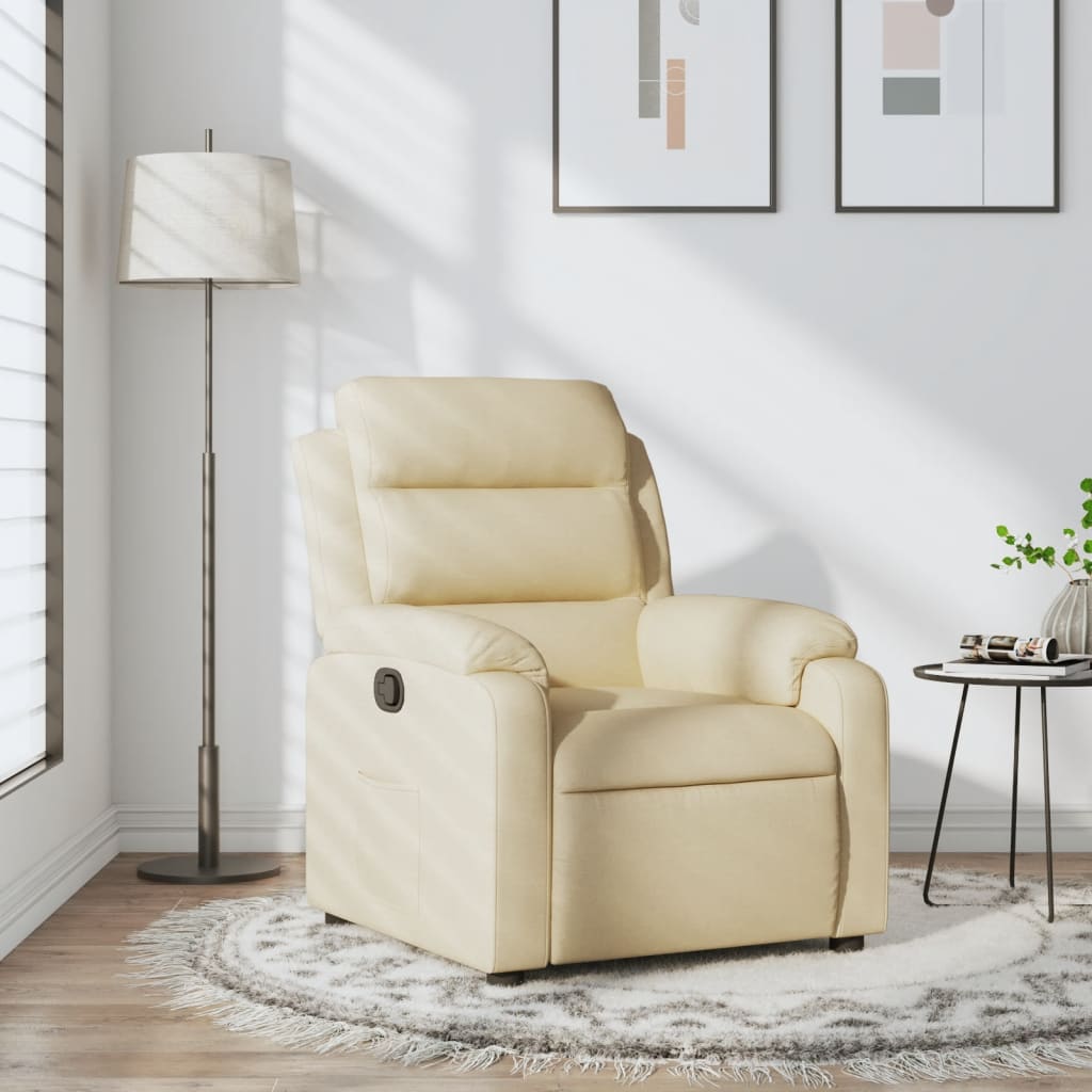 Elektrické Polohovací Křeslo Krémové Textil Krémová