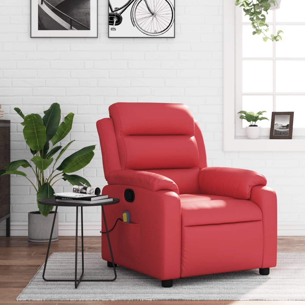 Polohovací Křeslo Červené Umělá Kůže Červená