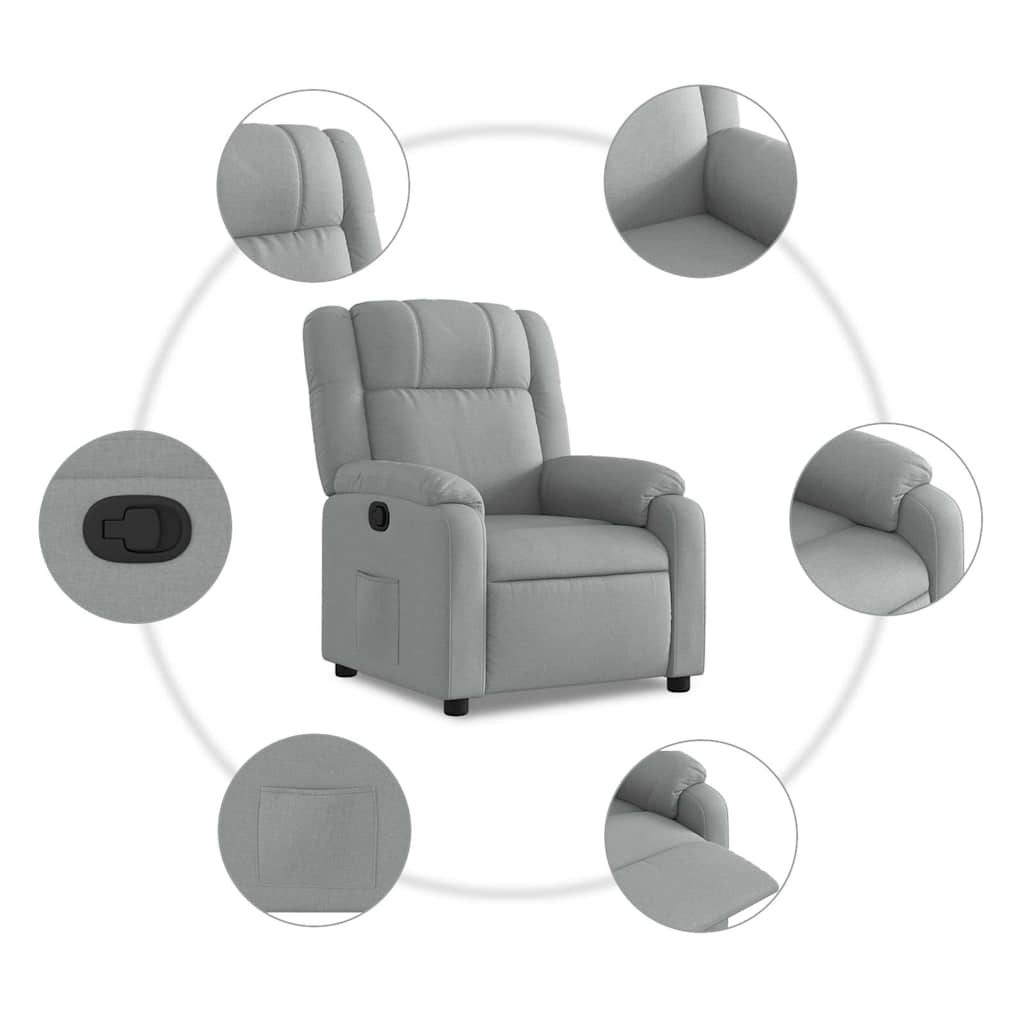 Polohovací Křeslo Světle Šedé Textil Světle Šedá
