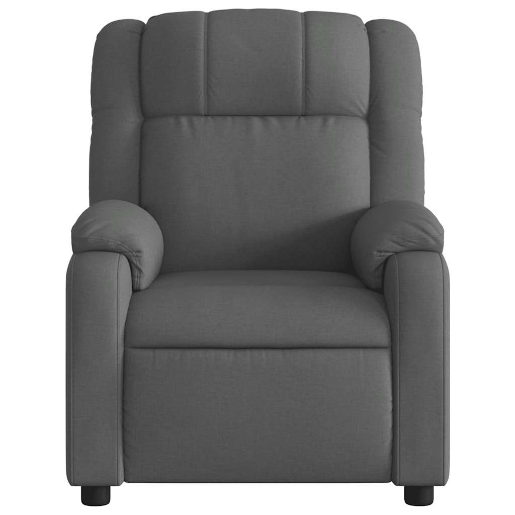 Masážní Polohovací Křeslo Tmavě Šedé Textil Tmavě Šedá