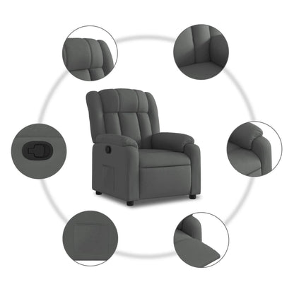 Polohovací Křeslo Tmavě Šedé Textil Tmavě Šedá