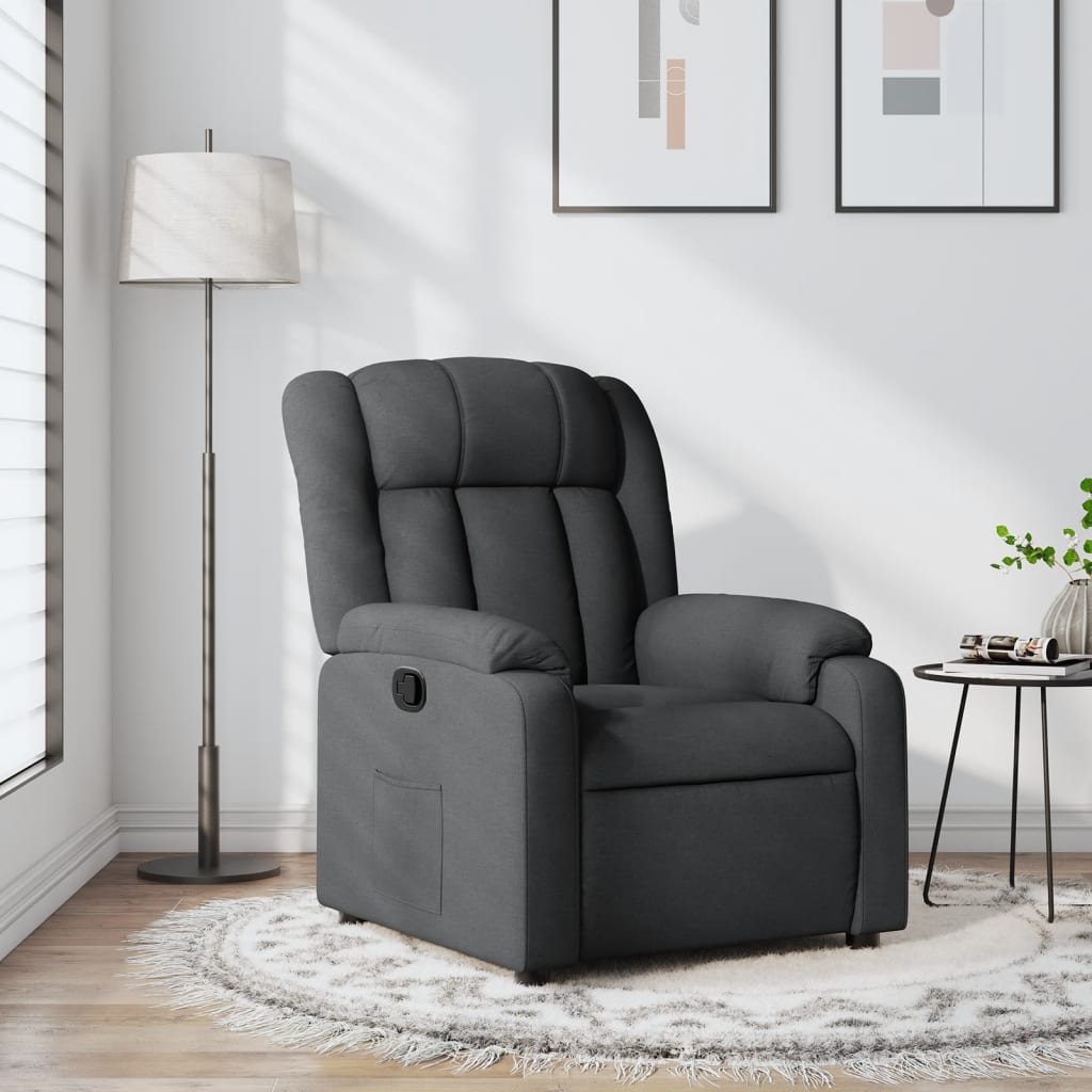 Polohovací Křeslo Tmavě Šedé Textil Tmavě Šedá
