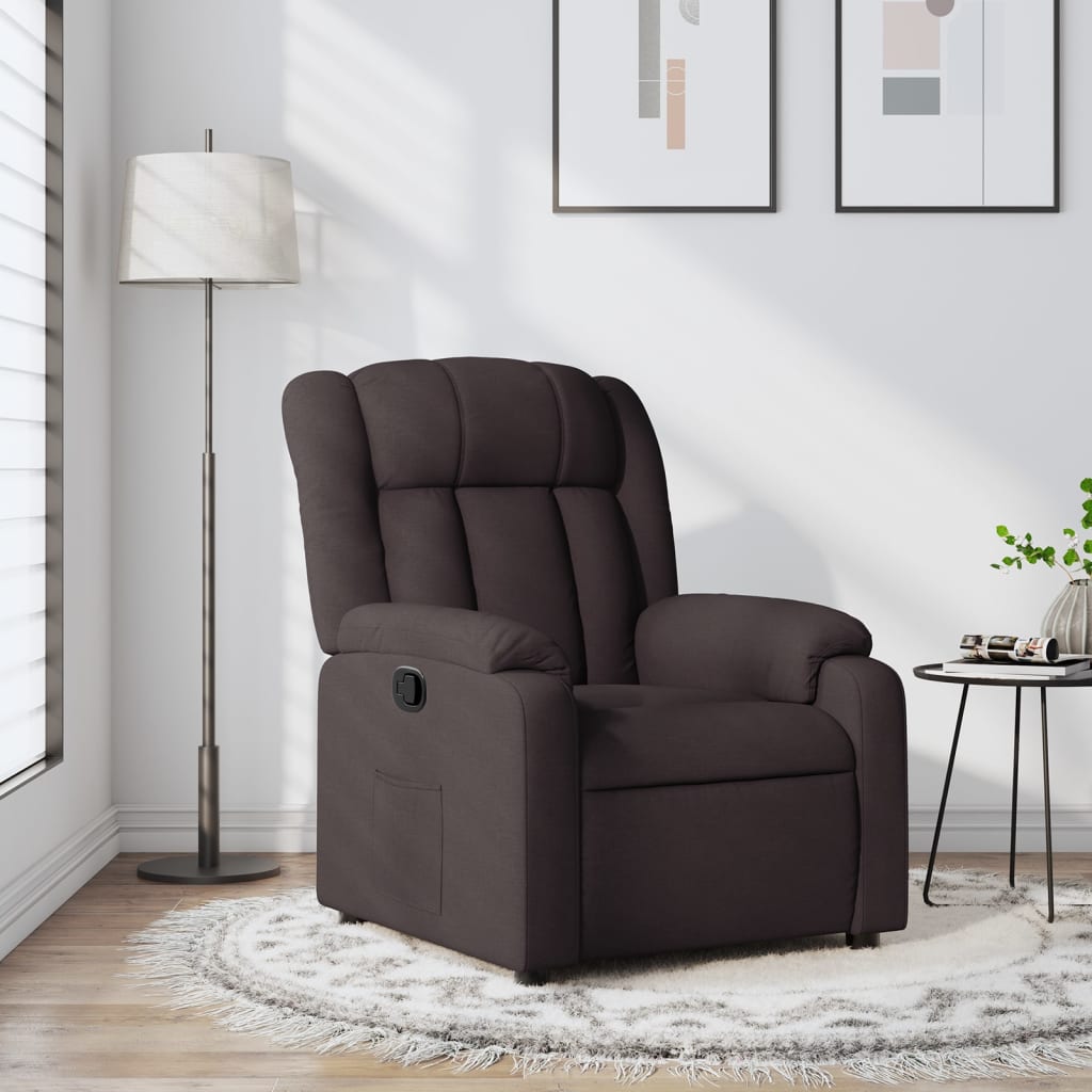 Elektrické Polohovací Křeslo Tmavě Hnědé Textil Tmavě Hnědá