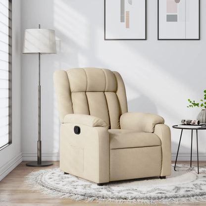 Elektrické Polohovací Křeslo Krémové Textil Krémová