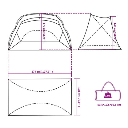 Plážový Stan Azurově Modrý 274X178X170/148 Cm 185T Polyester
