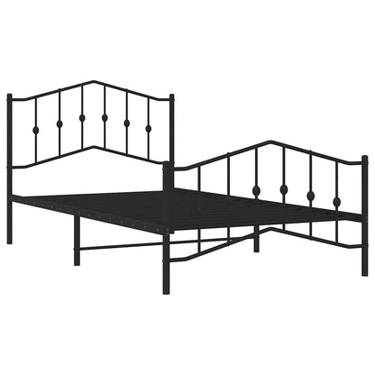 Kovový Rám Postele S Hlavovým A Nožním Čelem Černý 100 X 200 Cm