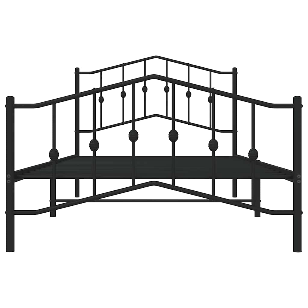 Kovový Rám Postele S Hlavovým A Nožním Čelem Černý 100 X 200 Cm