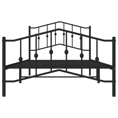 Kovový Rám Postele S Hlavovým A Nožním Čelem Černý 100 X 200 Cm