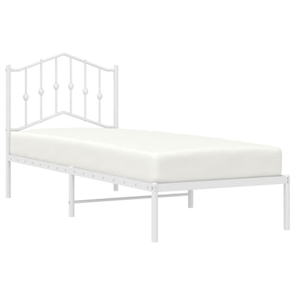 Kovový Rám Postele S Čelem Bílý
