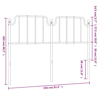Kovové Náhradní Čelo Postele Černé 150 Cm