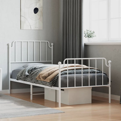 Kovový Rám Postele S Čelem Bílý
