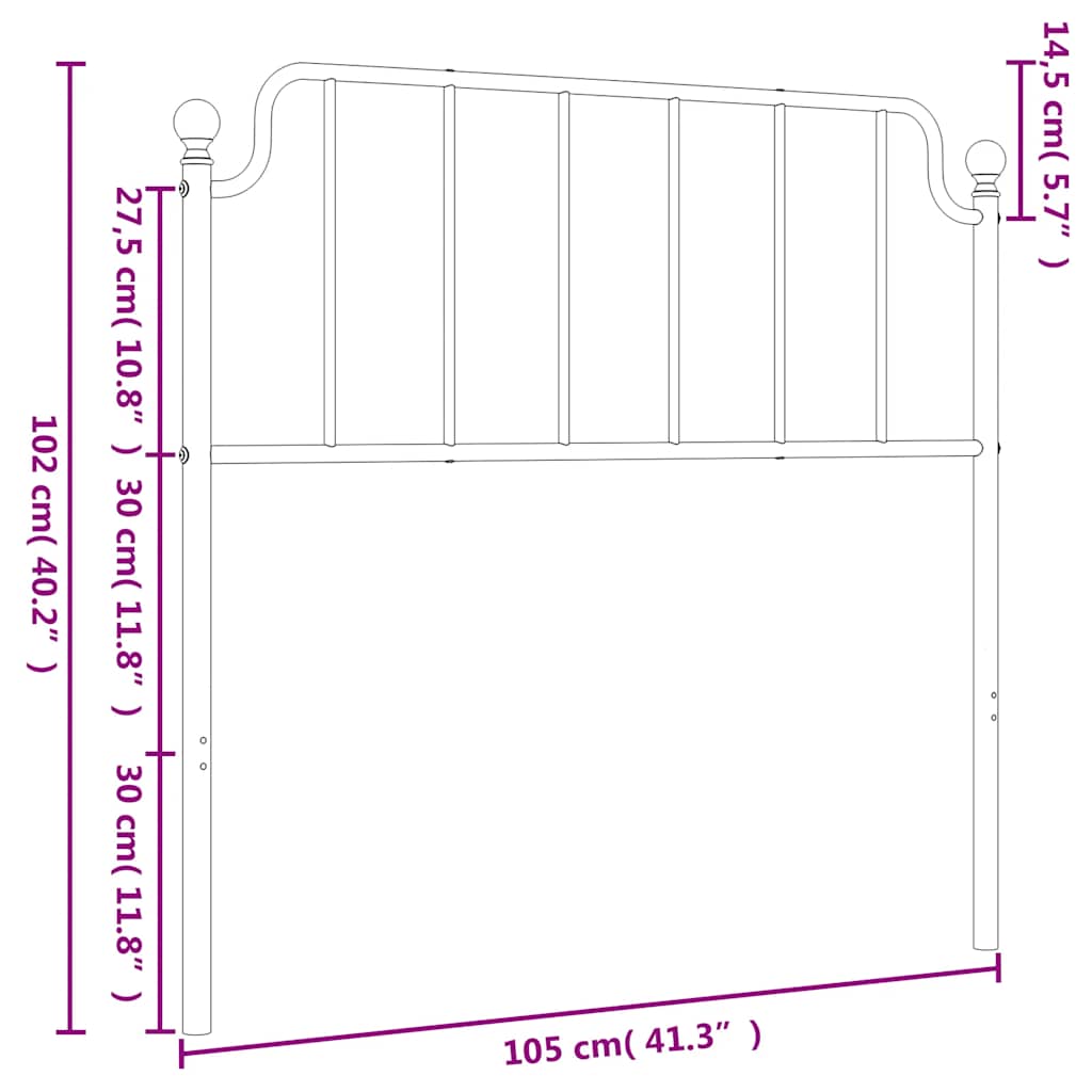 Kovové Náhradní Čelo Postele Bílé 100 Cm
