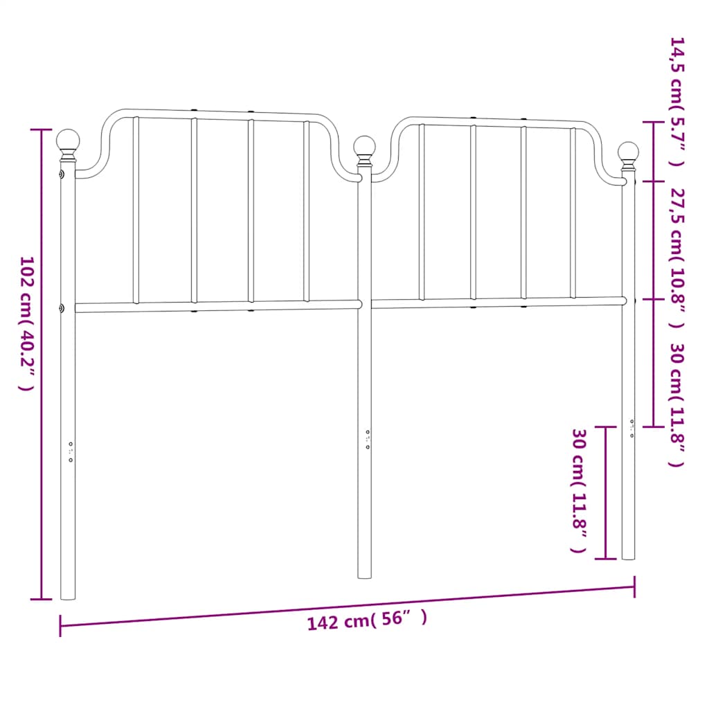 Kovové Náhradní Čelo Postele Bílé 135 Cm