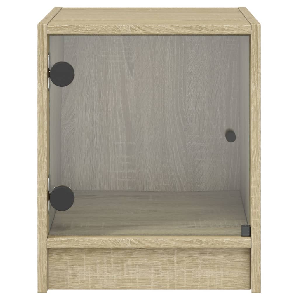 Noční Stolky Se Skleněnými Dvířky 2 Ks 35X37X42 Cm
