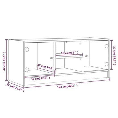 Tv Skříňka Se Skleněnými Dvířky 102X37X42 Cm