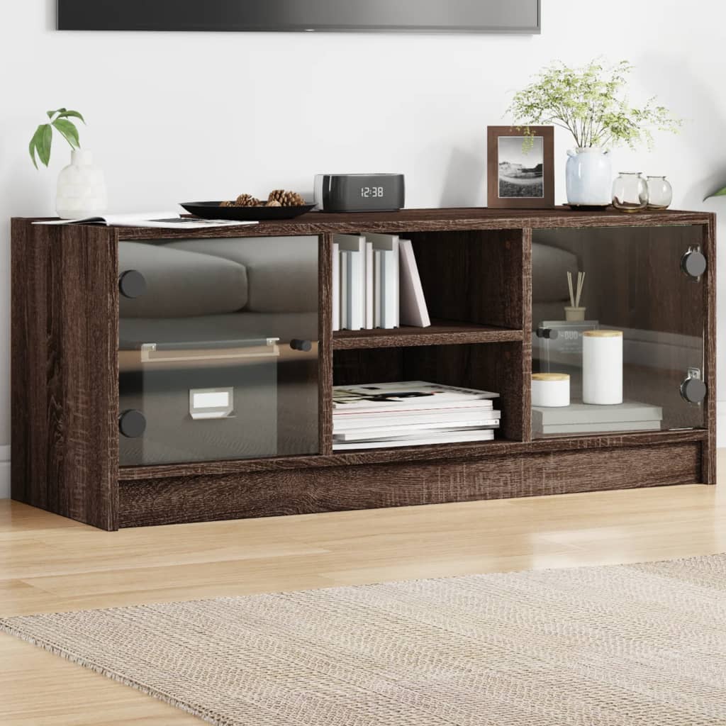 Tv Skříňka Se Skleněnými Dvířky 102X37X42 Cm