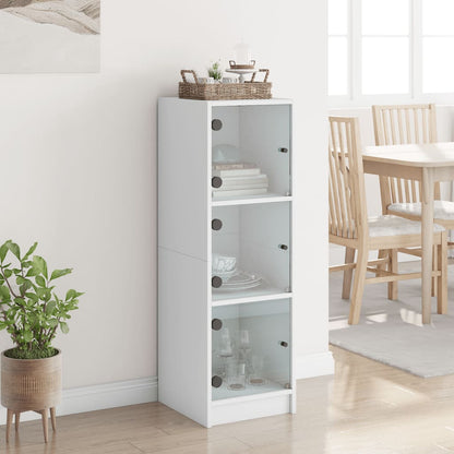 Highboard Se Skleněnými Dvířky Bílý 35 X 37 X 109 Cm