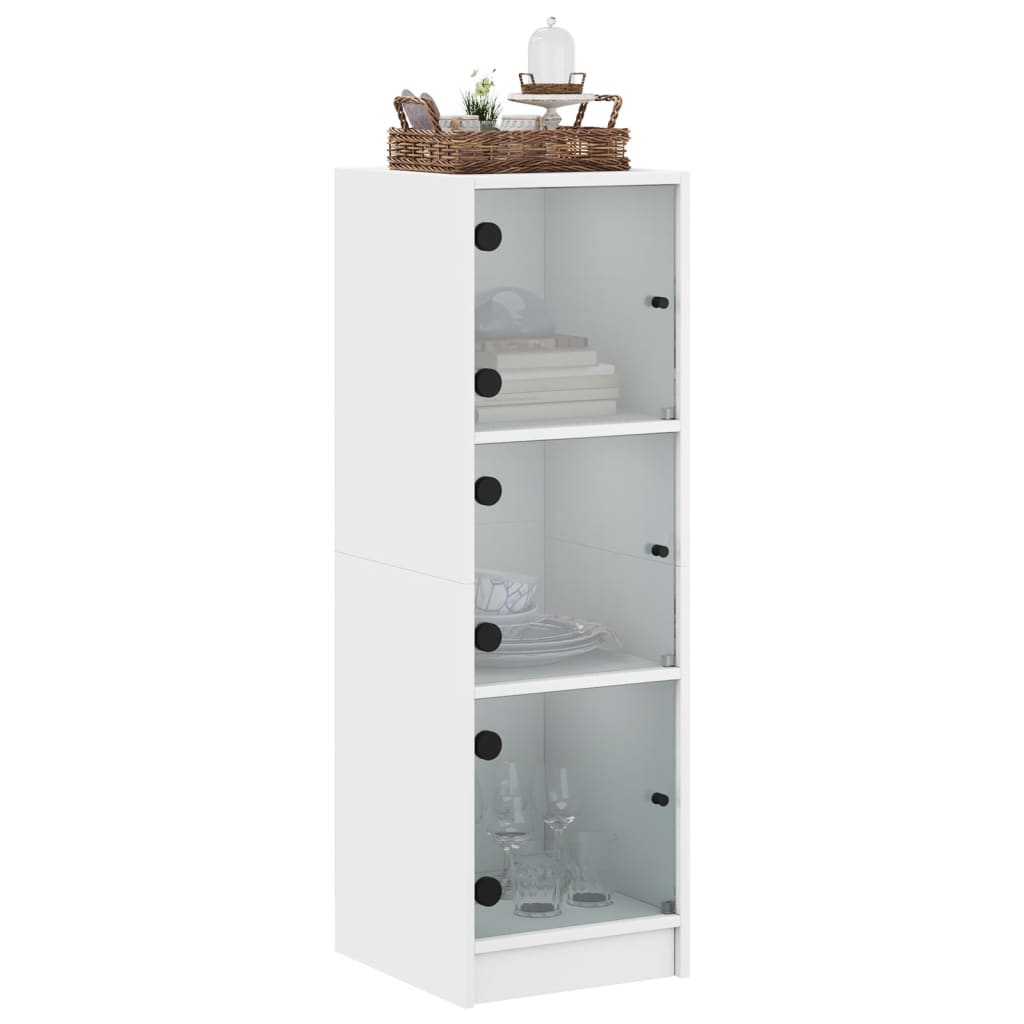 Highboard Se Skleněnými Dvířky Bílý 35 X 37 X 109 Cm