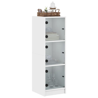 Highboard Se Skleněnými Dvířky Bílý 35 X 37 X 109 Cm