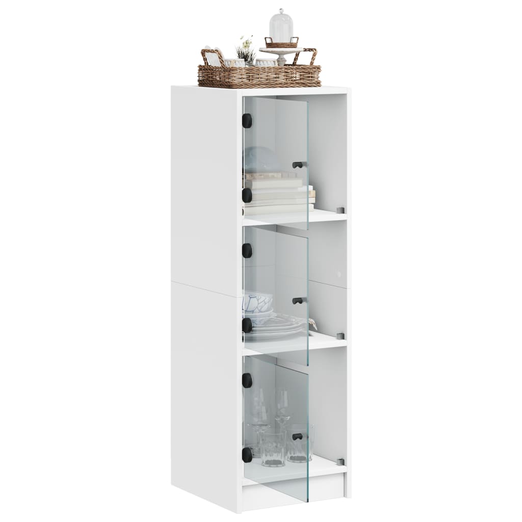 Highboard Se Skleněnými Dvířky Bílý 35 X 37 X 109 Cm