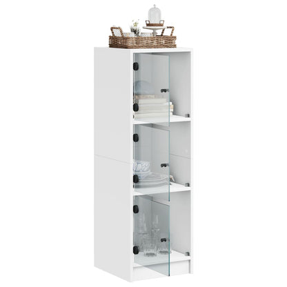 Highboard Se Skleněnými Dvířky Bílý 35 X 37 X 109 Cm