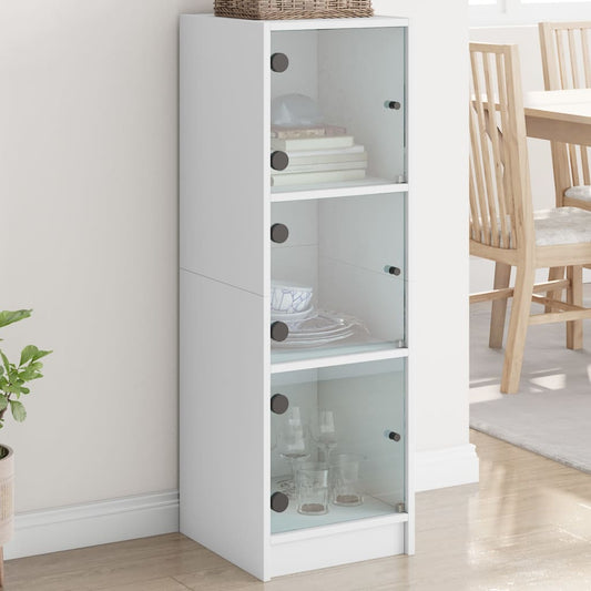 Highboard Se Skleněnými Dvířky Bílý 35 X 37 X 109 Cm