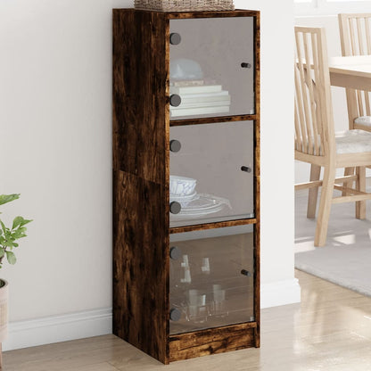 Highboard Se Skleněnými Dvířky Bílý 35 X 37 X 109 Cm
