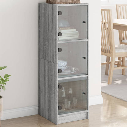 Highboard Se Skleněnými Dvířky Bílý 35 X 37 X 109 Cm