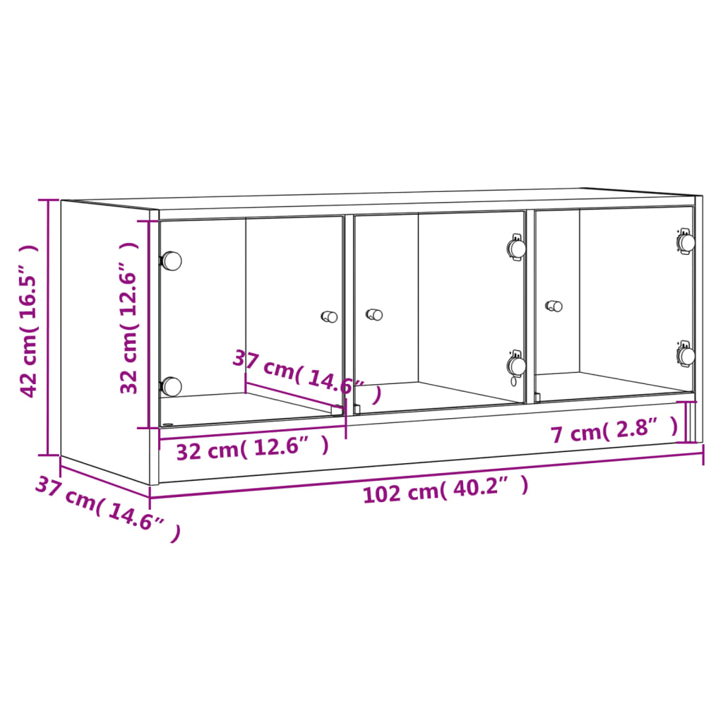 Tv Skříňka Se Skleněnými Dvířky 102X37X42 Cm