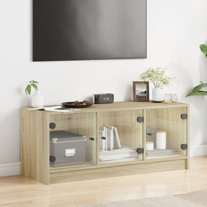 Tv Skříňka Se Skleněnými Dvířky 102X37X42 Cm