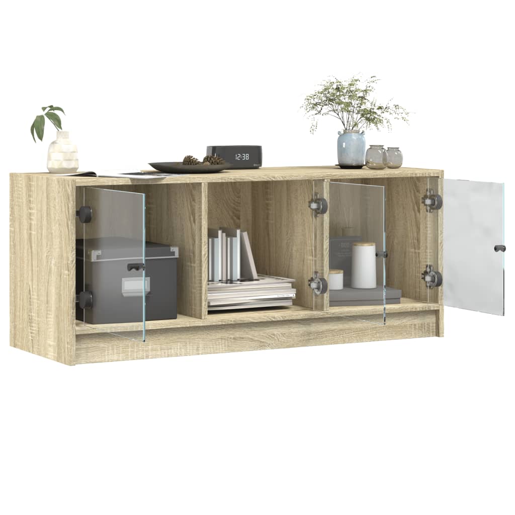 Tv Skříňka Se Skleněnými Dvířky 102X37X42 Cm
