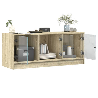 Tv Skříňka Se Skleněnými Dvířky 102X37X42 Cm
