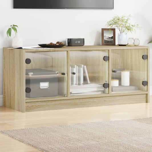 Tv Skříňka Se Skleněnými Dvířky 102X37X42 Cm