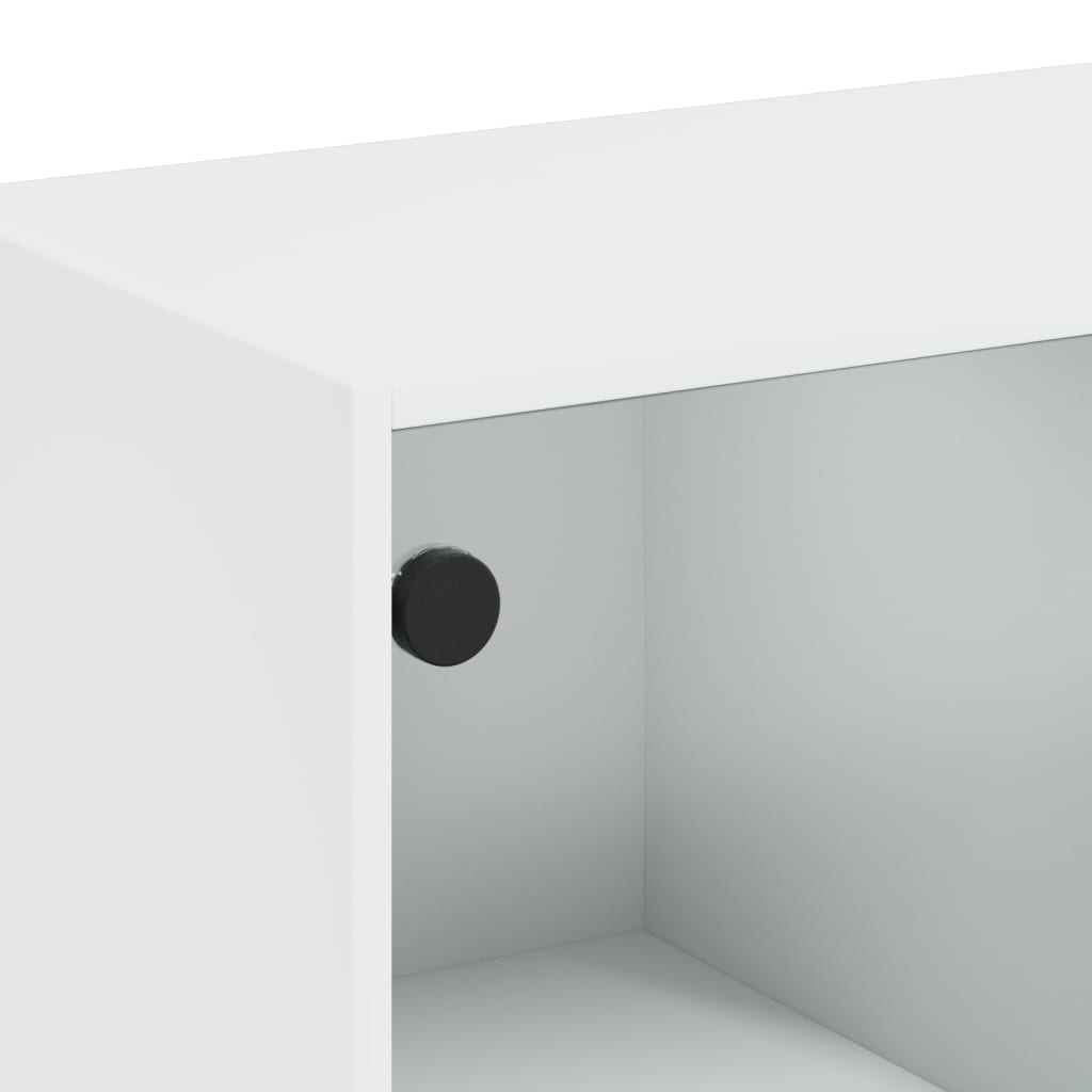 Konferenční Stolek Se Skleněnými Dvířky Bílý 102 X 50 X 42 Cm