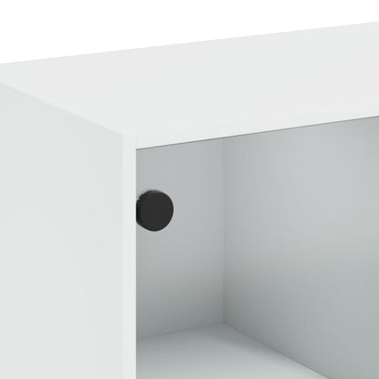 Konferenční Stolek Se Skleněnými Dvířky Bílý 102 X 50 X 42 Cm