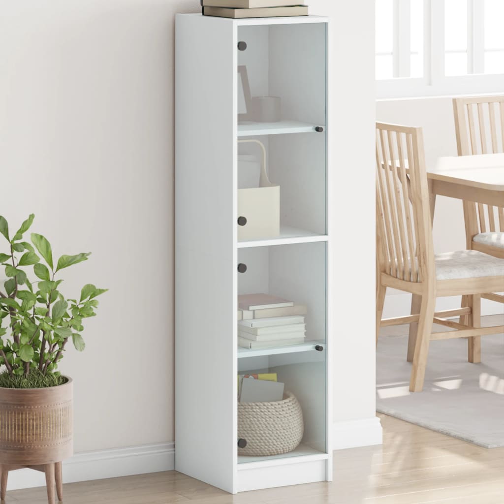 Highboard Se Skleněnými Dvířky 35 X 37 X 142 Cm