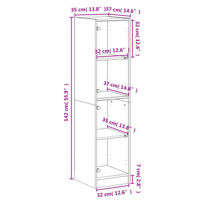Highboard Se Skleněnými Dvířky 35 X 37 X 142 Cm